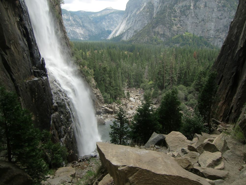 Lower Yosemite Falls from rocks above base