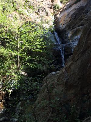 The majority of Etiwanda Falls; the upper falls (the main picture on the page) is out of sight above, and a final drop is behind the camera.